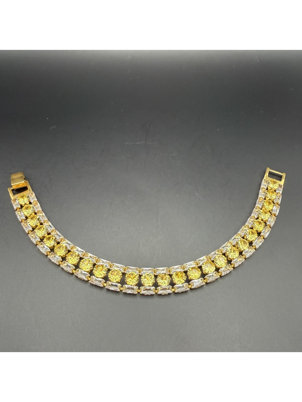 candy+clover honey yellow crystal three tier statement bracelet